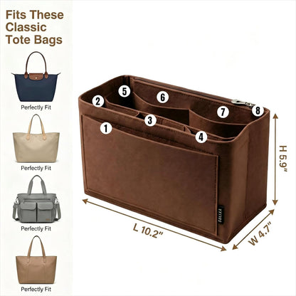 Felt Purse Organizer Insert for Tote Bags, Bag Insert for Handbags fit Neverfull MM, bag charm for tote bags,Compatible with Most Totes & Designer Bags, Medium Beige