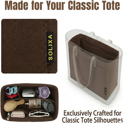 Felt Purse Organizer Insert for Tote Bags, Bag Insert for Handbags fit Neverfull MM, bag charm for tote bags,Compatible with Most Totes & Designer Bags, Medium Beige