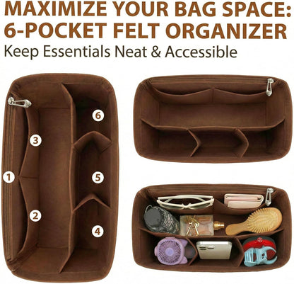 Felt Purse Organizer Insert for Tote Bags, Bag Insert for Handbags fit Neverfull MM, bag charm for tote bags,Compatible with Most Totes & Designer Bags, Medium Beige
