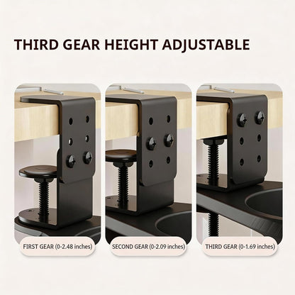 No Drill Desk Cup Holder Clamp, 360° Rotating Anti-Spill Table Cup Holder, Adjustable Clip on Cup Holder for Gaming Desk, Gamer Gift, Drink Holder for Coffee Cup, Office Accessories