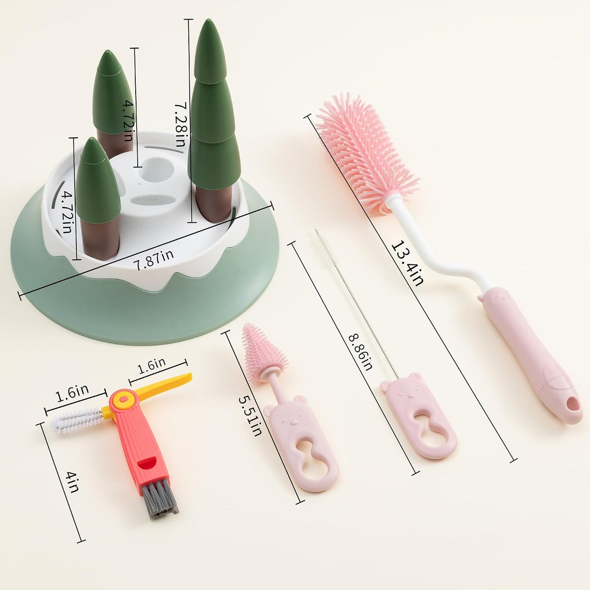 Baby Bottle Drying Rack and Cleaning Set，Xmas Surprise Gift for Newmom