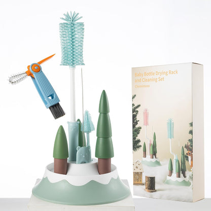 Baby Bottle Drying Rack and Cleaning Set，Xmas Surprise Gift for Newmom