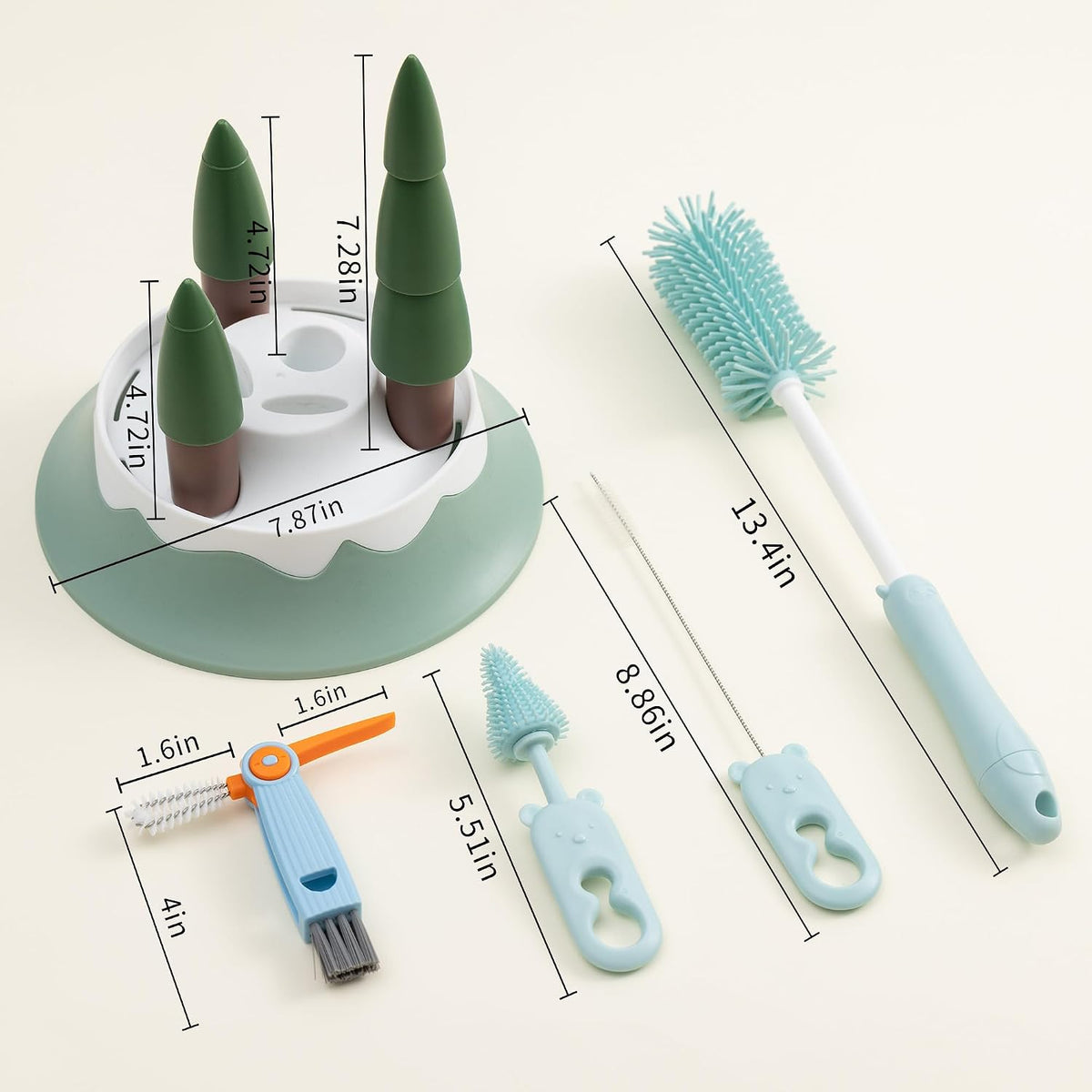 Baby Bottle Drying Rack and Cleaning Set，Xmas Surprise Gift for Newmom