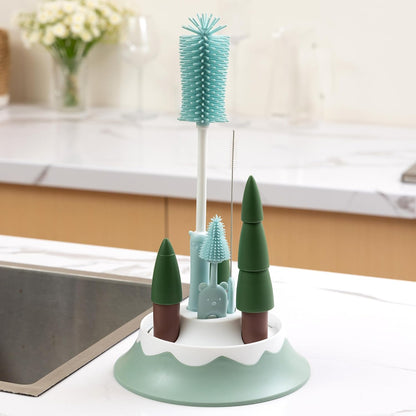 Baby Bottle Drying Rack and Cleaning Set，Xmas Surprise Gift for Newmom