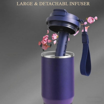25 OZ Tumbler with Lid and Straw, Tumbler with Flip Straw, Stainless Steel Tumbler, Double Wall Vacuum Insulated Tumbler, Travel Coffee Mug with Strip, Insulated Coffee Mug, Navy