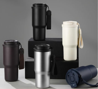 25 OZ Tumbler with Lid and Straw, Tumbler with Flip Straw, Stainless Steel Tumbler, Double Wall Vacuum Insulated Tumbler, Travel Coffee Mug with Strip, Insulated Coffee Mug, Navy
