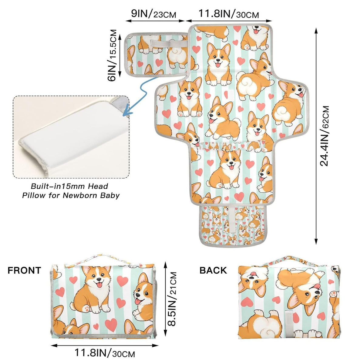 Stumpy Heart Design Portable Diaper Changing Pad for Park