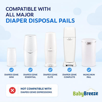 Diaper Pail Refill Bags for Diaper Genie, 5-Pack, 1400 Count