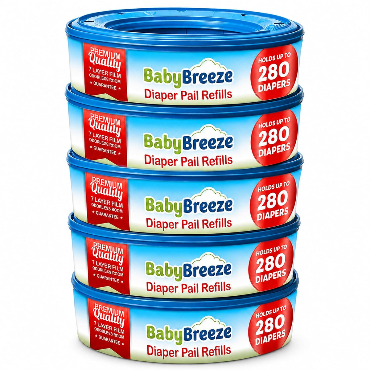 Diaper Pail Refill Bags for Diaper Genie, 5-Pack, 1400 Count