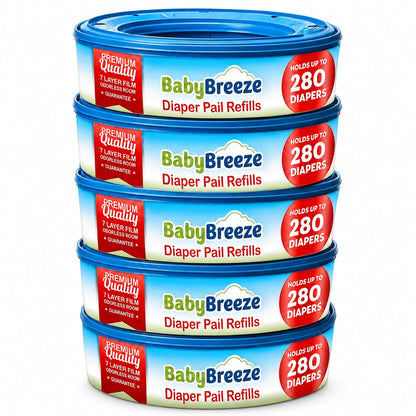 Diaper Pail Refill Bags for Diaper Genie, 5-Pack, 1400 Count