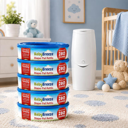 Diaper Pail Refill Bags for Diaper Genie, 5-Pack, 1400 Count