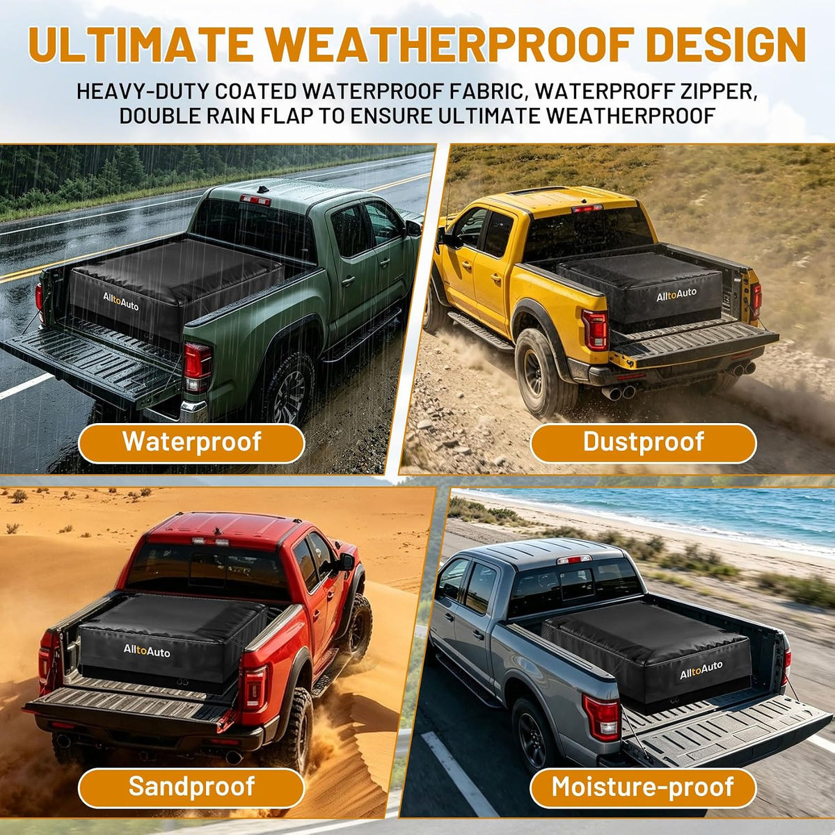 38 Cubic Feet Truck Bed Cargo Bag, Waterproof with Heavy Duty PVC