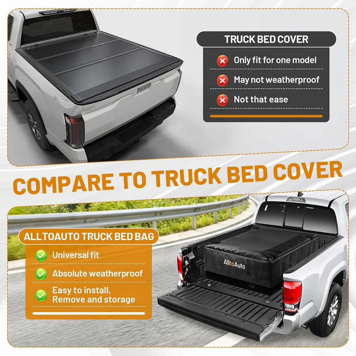 38 Cubic Feet Truck Bed Cargo Bag, Waterproof with Heavy Duty PVC