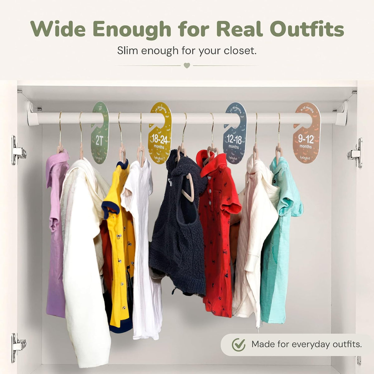 Kids Closet Organization – Velvet Hangers & Size Dividers (Neutral, Dividers Only)