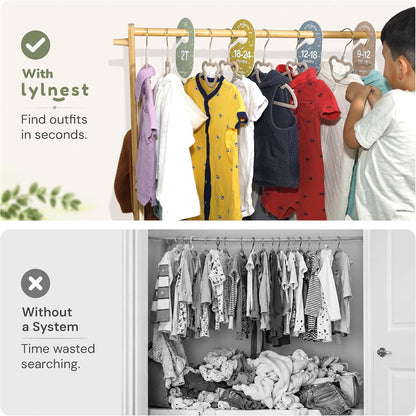 Kids Closet Organization – Velvet Hangers & Size Dividers (Neutral, Dividers Only)