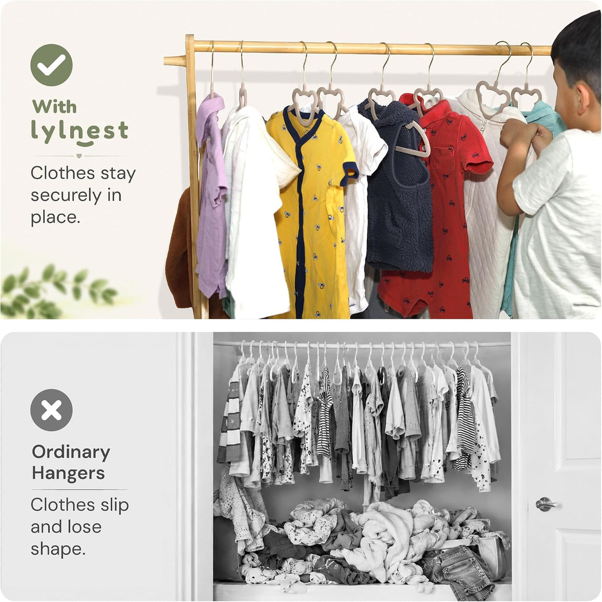 Kids Closet Organization – Velvet Hangers & Size Dividers (Neutral, Dividers Only)
