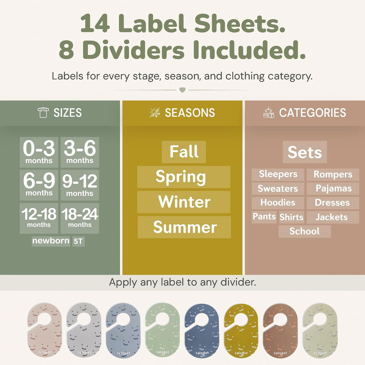 Kids Closet Organization – Velvet Hangers & Size Dividers (Neutral, Dividers Only)