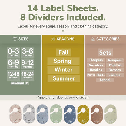 Kids Closet Organization – Velvet Hangers & Size Dividers (Neutral, Dividers Only)