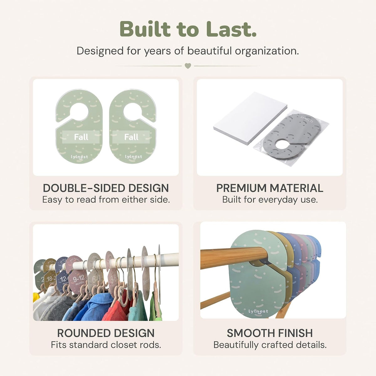 Kids Closet Organization – Velvet Hangers & Size Dividers (Neutral, Dividers Only)