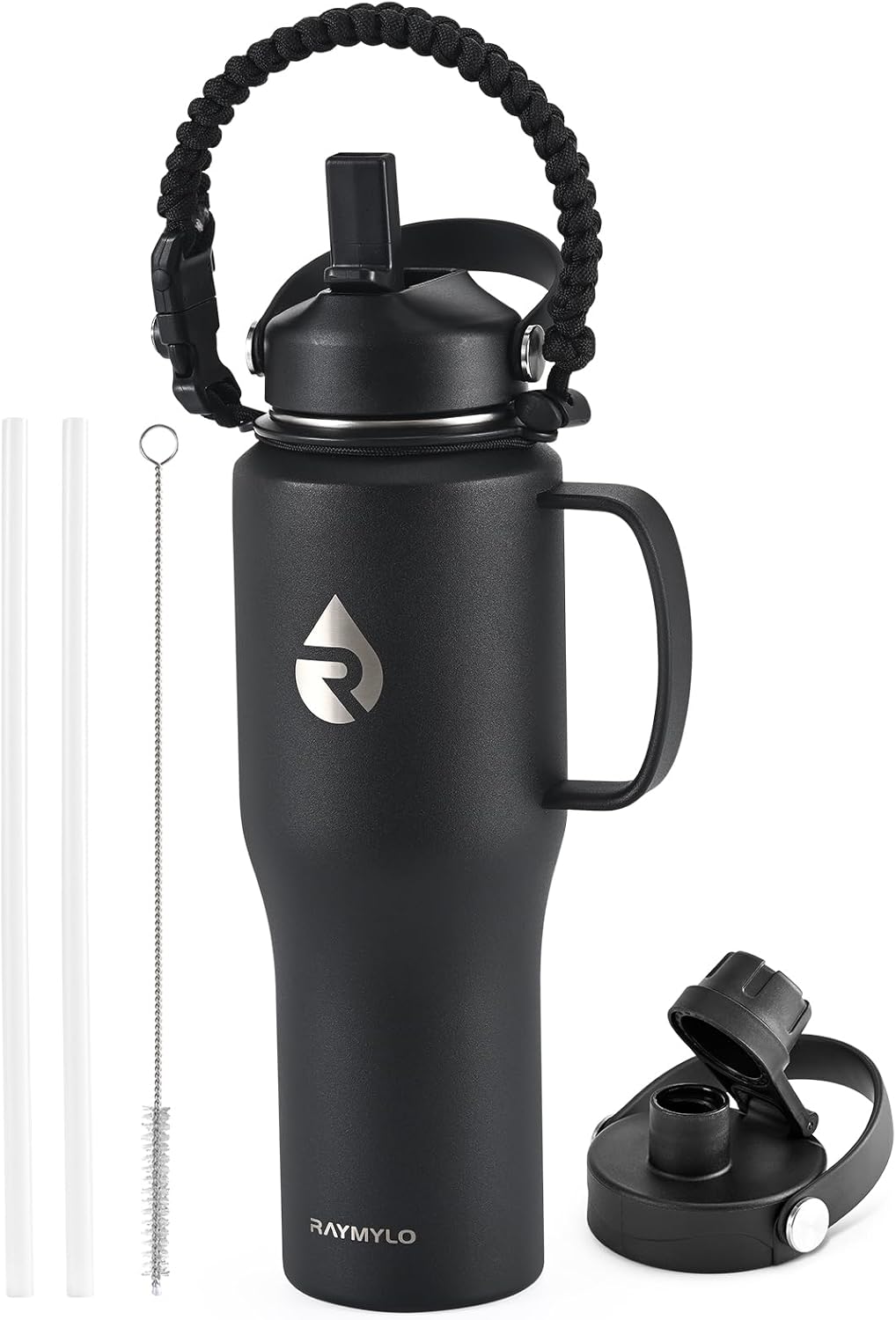 40 oz Insulated Water Bottle with Straw fit in Car Cup Holder | Triple Wall Vacuum Stainless Steel(Cold 48 hrs, Hot 24 hrs), Leakproof & Non-BPA, Hydro Travel Flask with Straw and Spout Lid