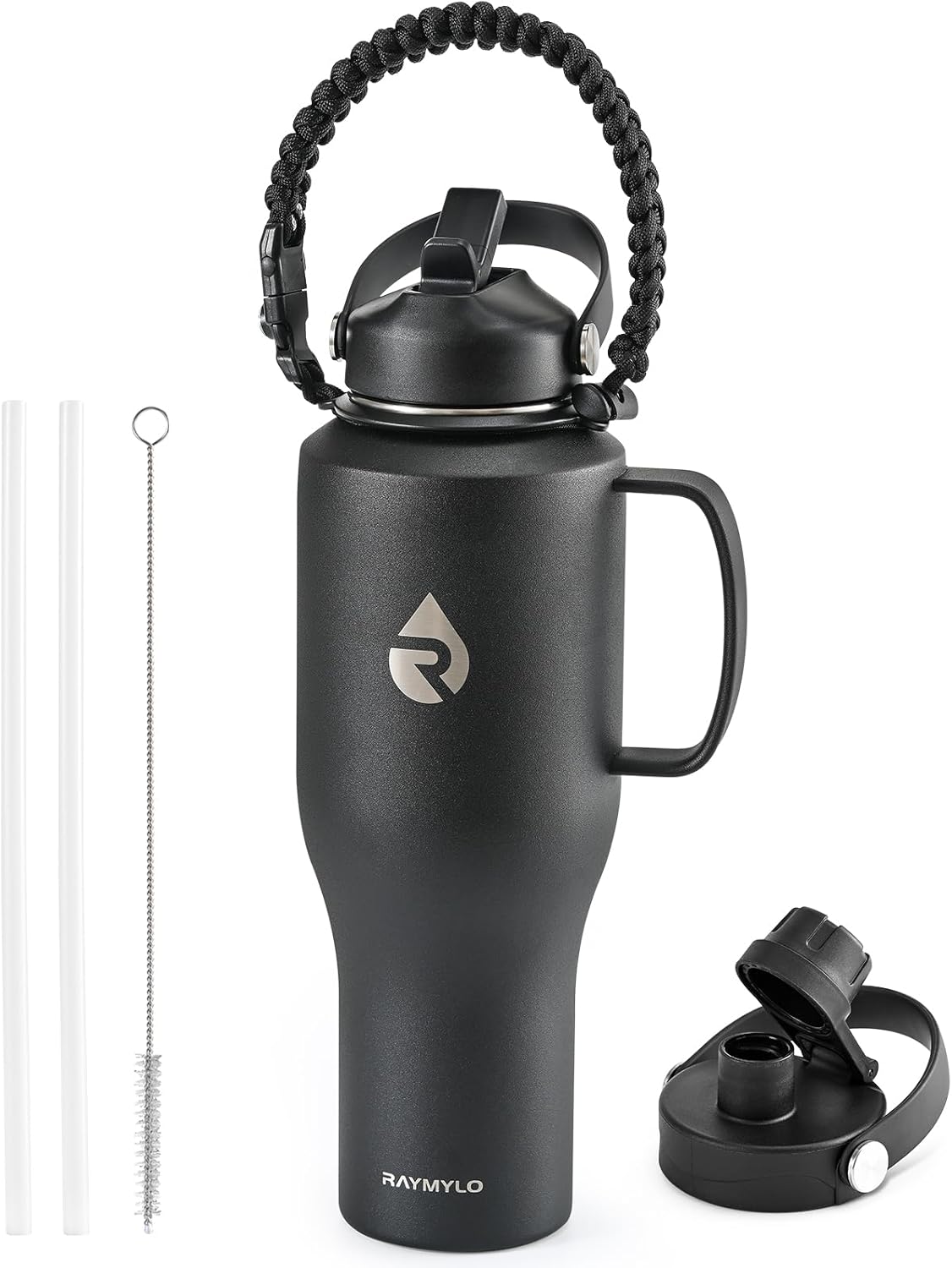 40 oz Insulated Water Bottle with Straw fit in Car Cup Holder | Triple Wall Vacuum Stainless Steel(Cold 48 hrs, Hot 24 hrs), Leakproof & Non-BPA, Hydro Travel Flask with Straw and Spout Lid