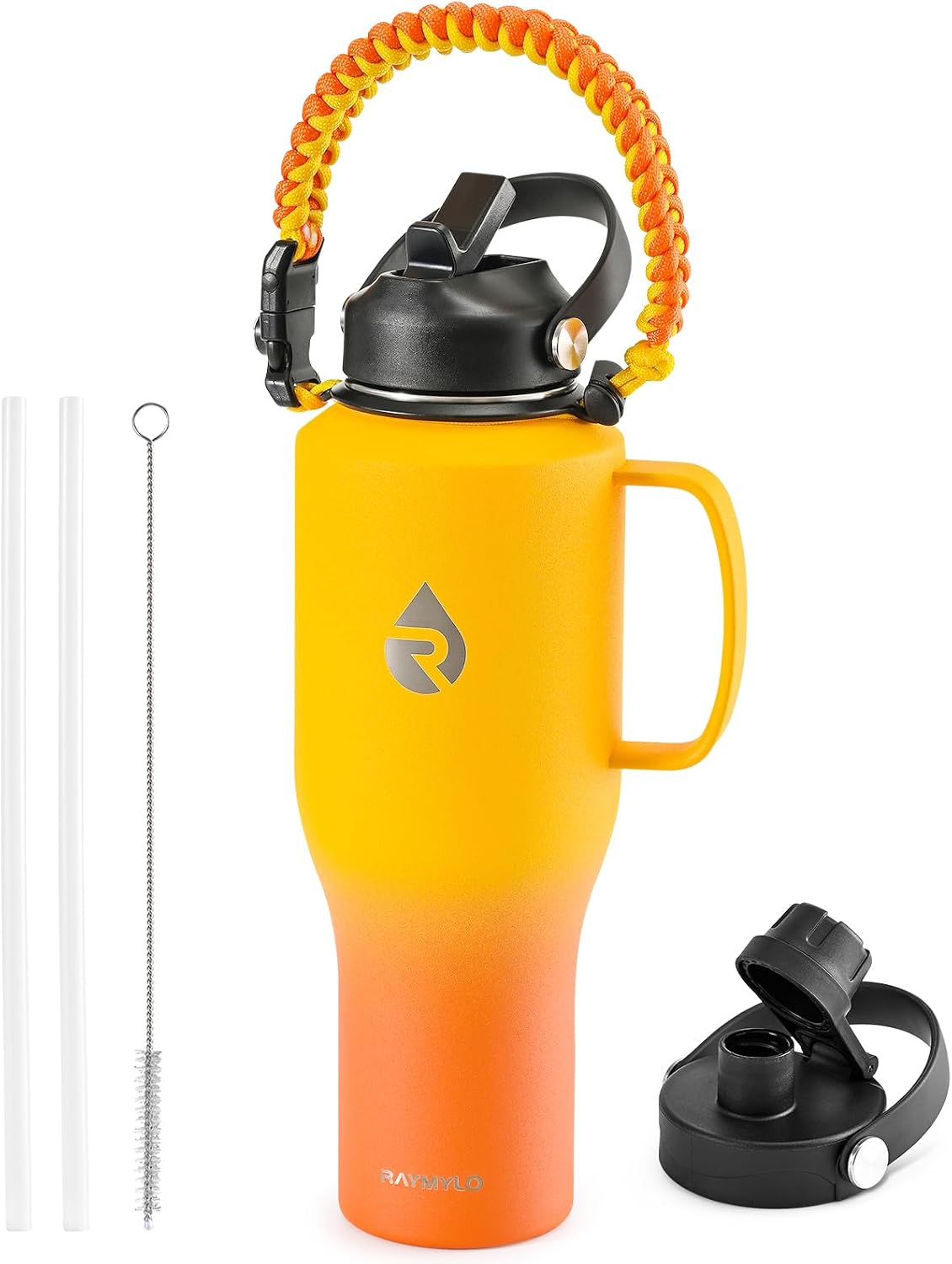 40 oz Insulated Water Bottle with Straw fit in Car Cup Holder | Triple Wall Vacuum Stainless Steel(Cold 48 hrs, Hot 24 hrs), Leakproof & Non-BPA, Hydro Travel Flask with Straw and Spout Lid