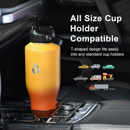 40 oz Insulated Water Bottle with Straw fit in Car Cup Holder | Triple Wall Vacuum Stainless Steel(Cold 48 hrs, Hot 24 hrs), Leakproof & Non-BPA, Hydro Travel Flask with Straw and Spout Lid