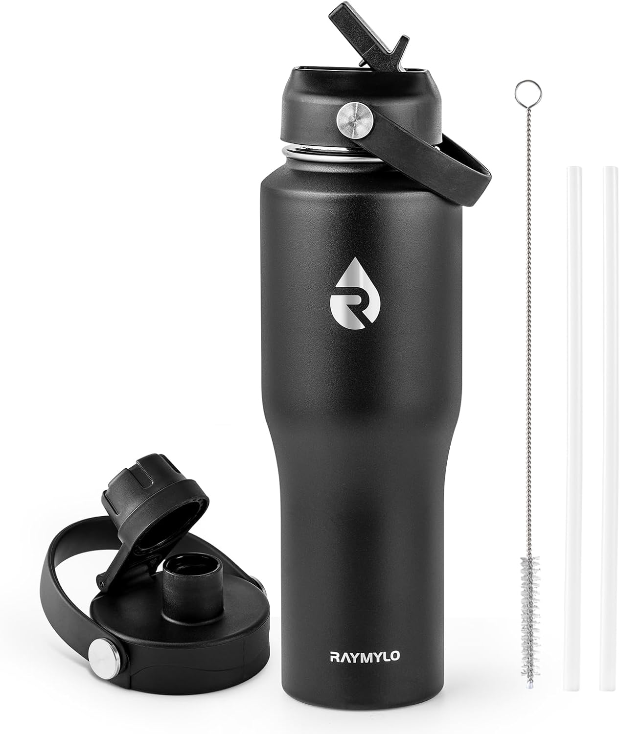 40 oz Insulated Water Bottle with Straw fit in Car Cup Holder | Triple Wall Vacuum Stainless Steel(Cold 48 hrs, Hot 24 hrs), Leakproof & Non-BPA, Hydro Travel Flask with Straw and Spout Lid