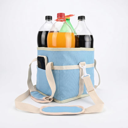 4-Cup Insulated Drink Carrier Bag with Shoulder Strap(BLACK) | Drink Carrier Tote Bag