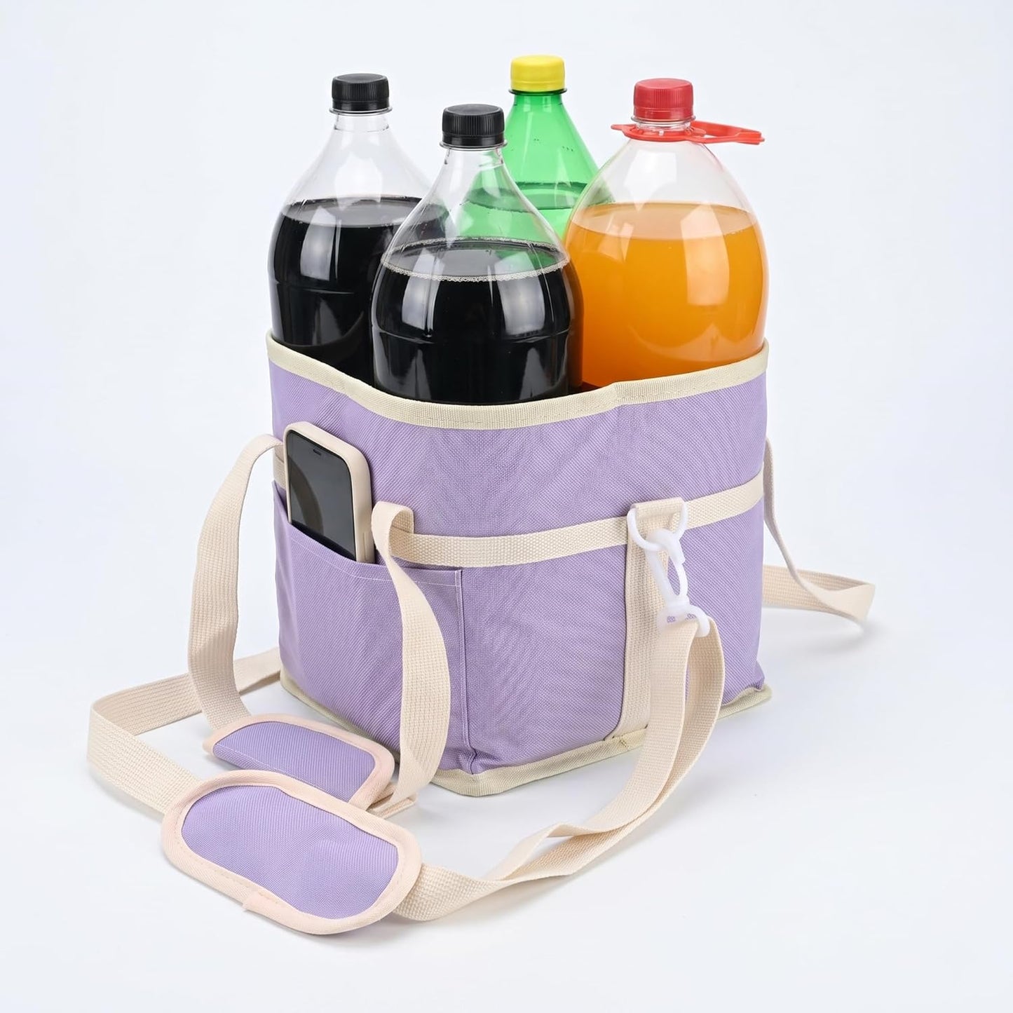 4-Cup Insulated Drink Carrier Bag with Shoulder Strap(BLACK) | Drink Carrier Tote Bag