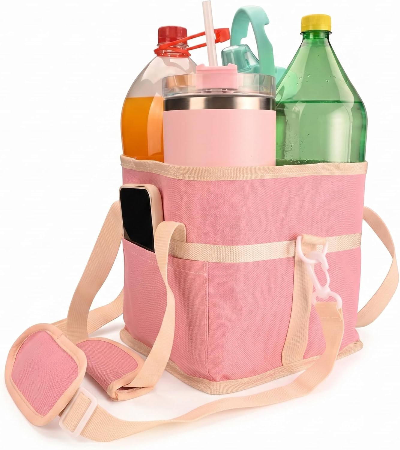 4-Cup Insulated Drink Carrier Bag with Shoulder Strap(BLACK) | Drink Carrier Tote Bag