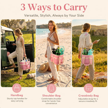 4-Cup Insulated Drink Carrier Bag with Shoulder Strap(BLACK) | Drink Carrier Tote Bag