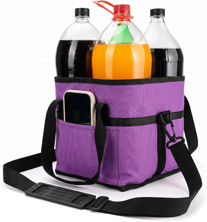 4-Cup Insulated Drink Carrier Bag with Shoulder Strap(BLACK) | Drink Carrier Tote Bag