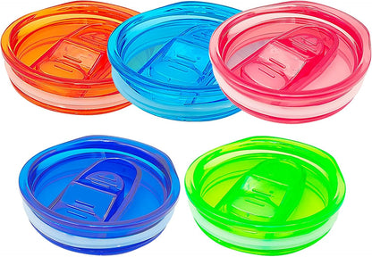 5 Pack 20 oz Skinny Replacement Lids - Plastic Splash Resistant Spill Proof Lid Cup Covers for Tumbler, Coffee Cooler Cup