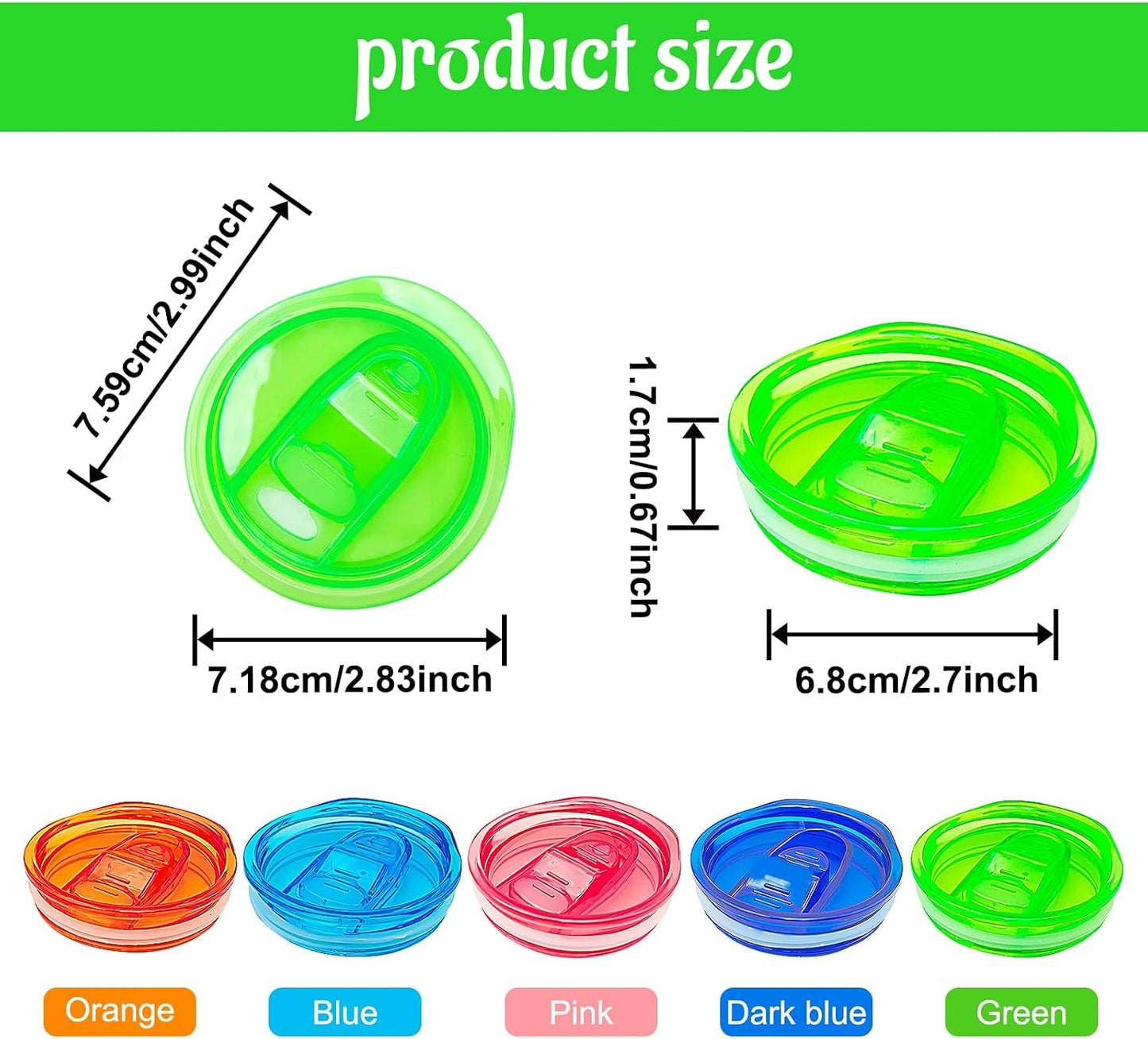 5 Pack 20 oz Skinny Replacement Lids - Plastic Splash Resistant Spill Proof Lid Cup Covers for Tumbler, Coffee Cooler Cup