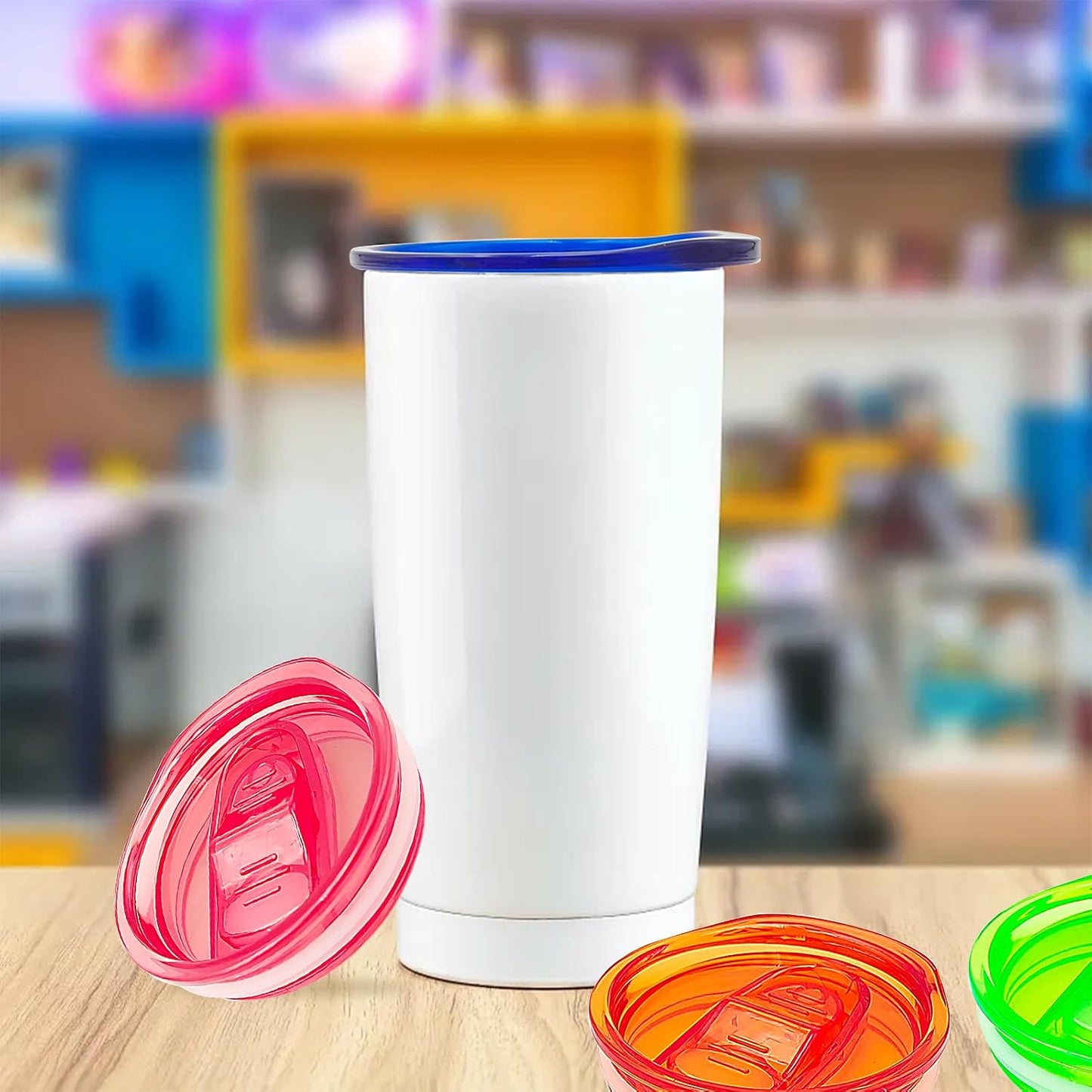 5 Pack 20 oz Skinny Replacement Lids - Plastic Splash Resistant Spill Proof Lid Cup Covers for Tumbler, Coffee Cooler Cup