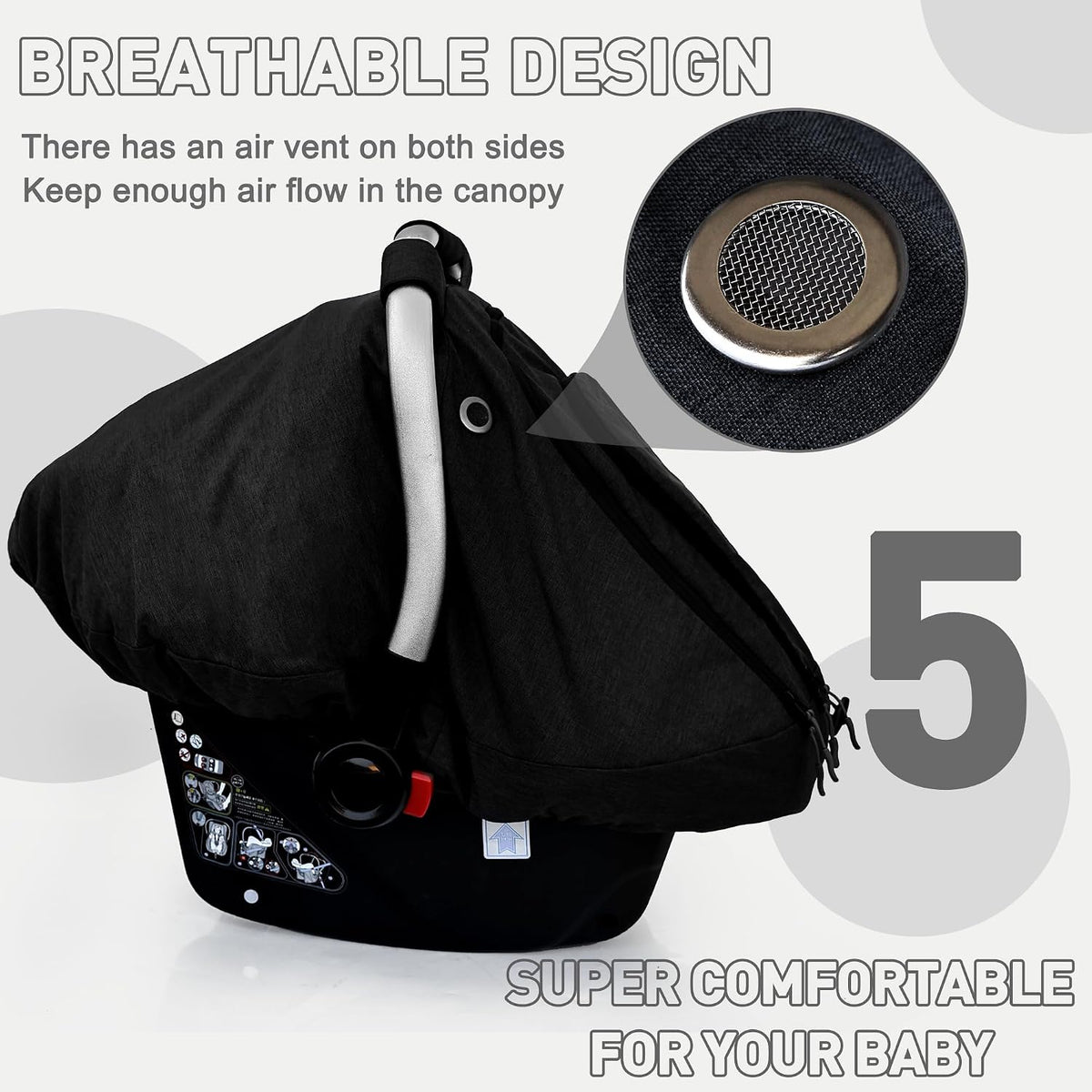 Waterproof Baby Car Seat Cover,Infant Car Seat Canopy for Boys and Girls