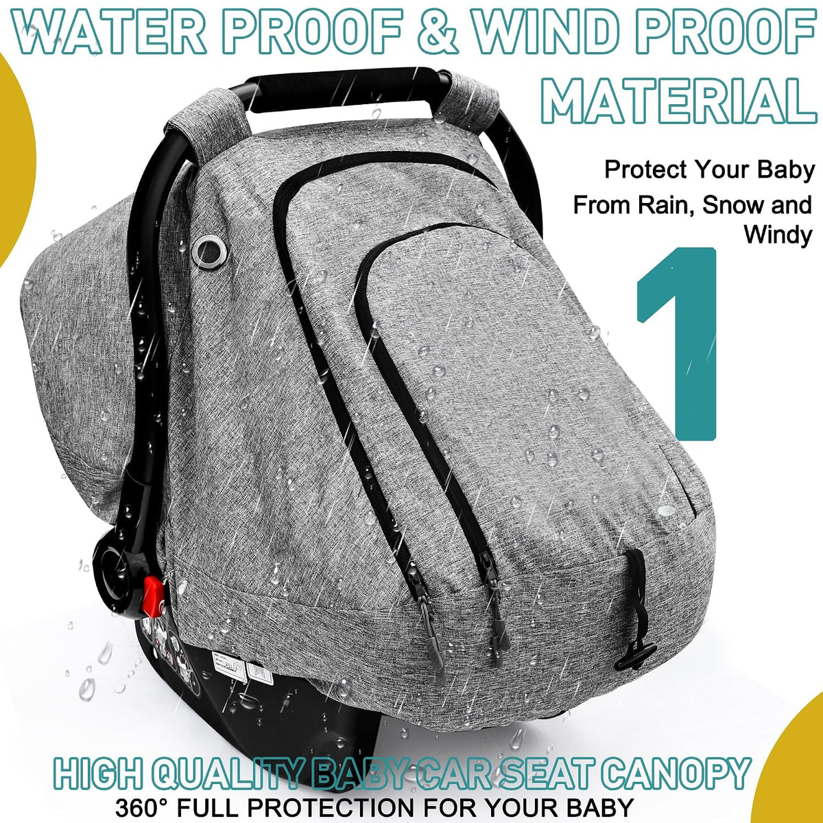 Waterproof Baby Car Seat Cover,Infant Car Seat Canopy for Boys and Girls