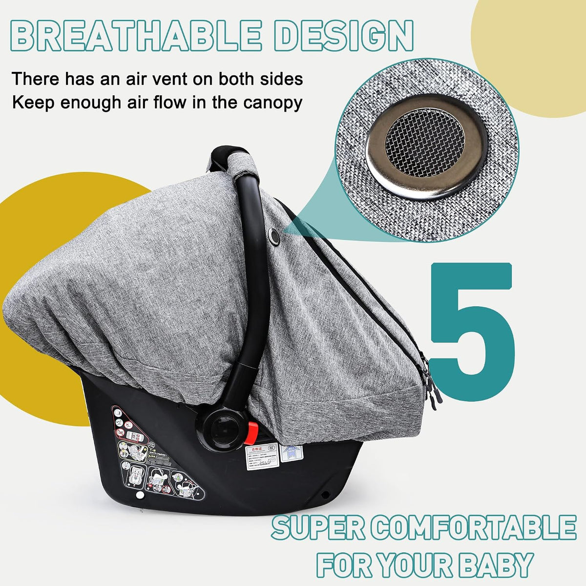 Waterproof Baby Car Seat Cover,Infant Car Seat Canopy for Boys and Girls