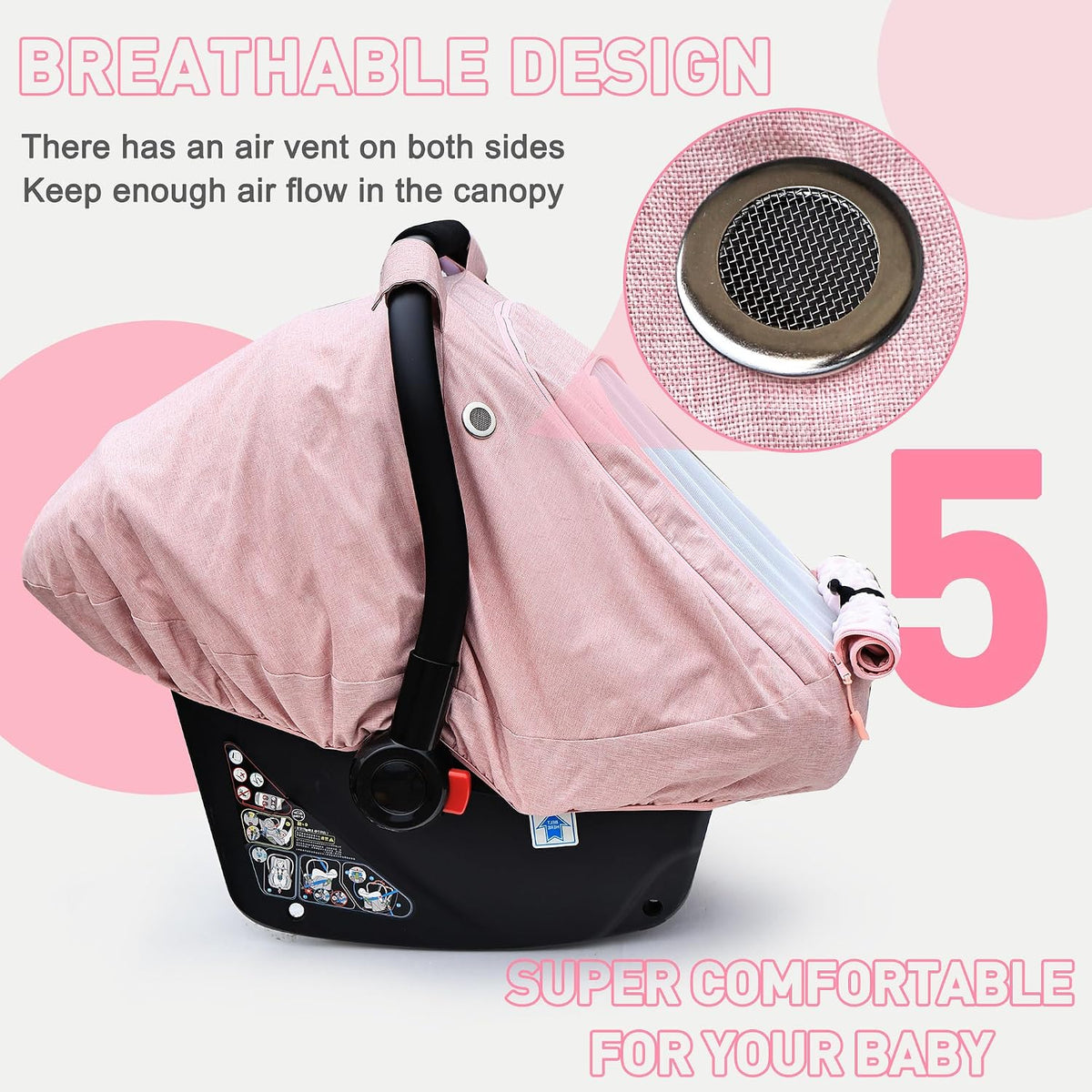 Waterproof Baby Car Seat Cover,Infant Car Seat Canopy for Boys and Girls