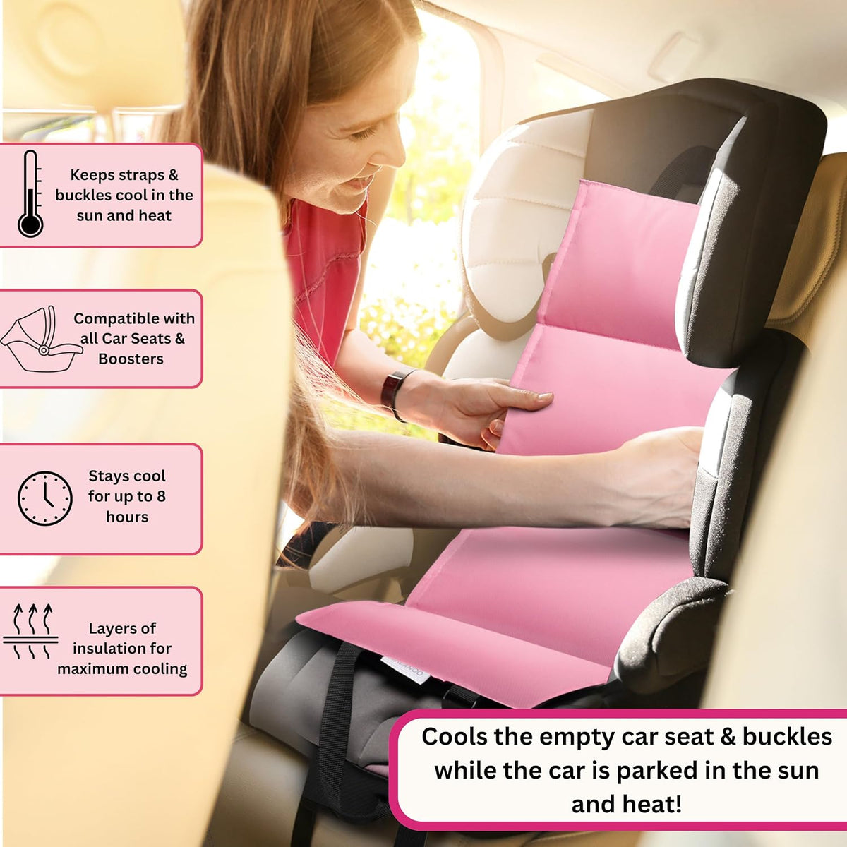 Car Seat Cooling Pad w/Ice Pack, Grey, 4-Pack, Sun & Heat Protector