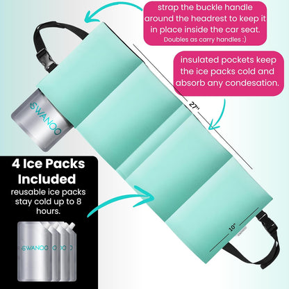 Car Seat Cooling Pad w/Ice Pack, Grey, 4-Pack, Sun & Heat Protector
