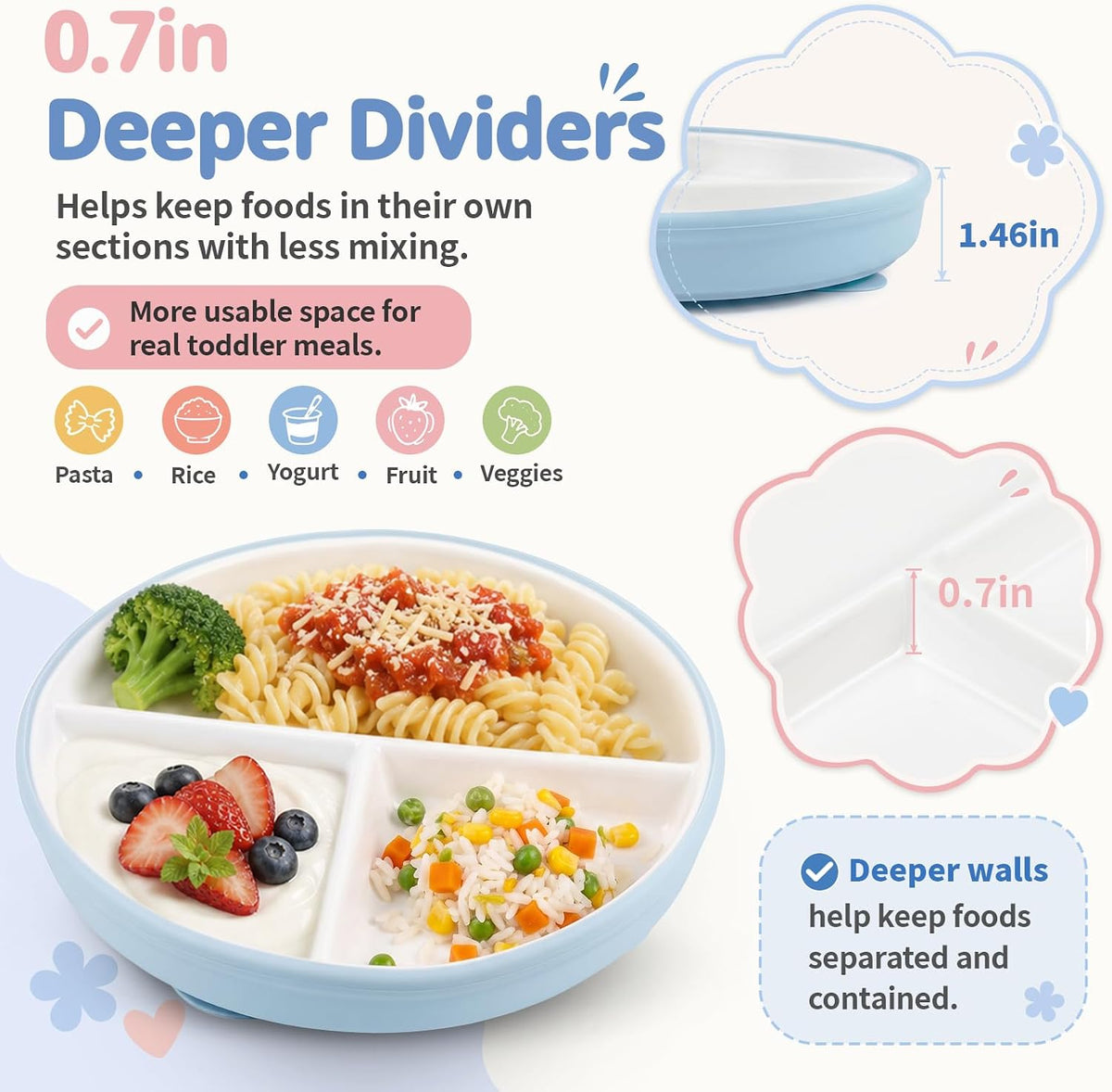 8 Pcs Ceramic Baby Plates Set with Suction Sleeves, Spoons & Forks