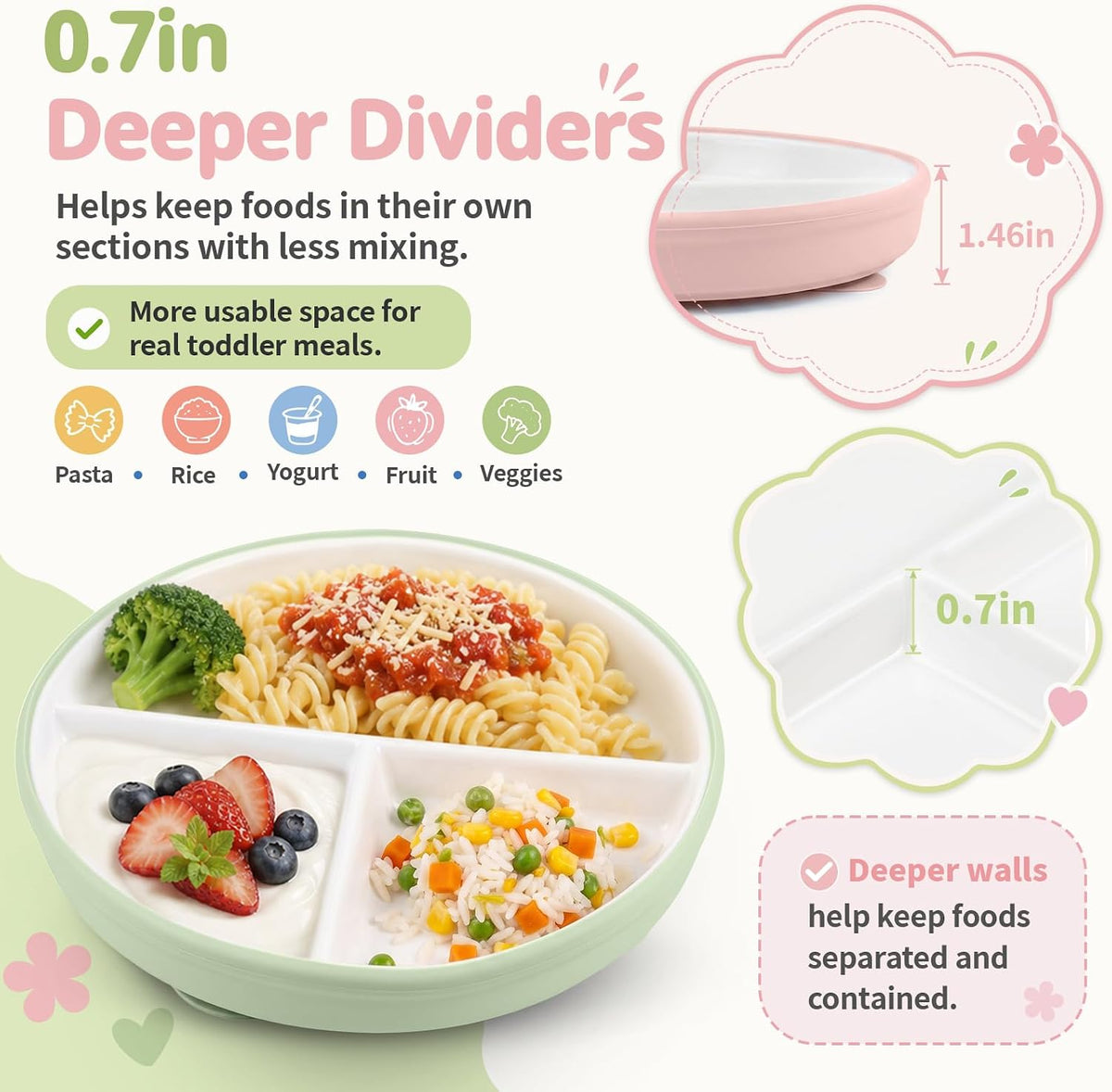 8 Pcs Ceramic Baby Plates Set with Suction Sleeves, Spoons & Forks