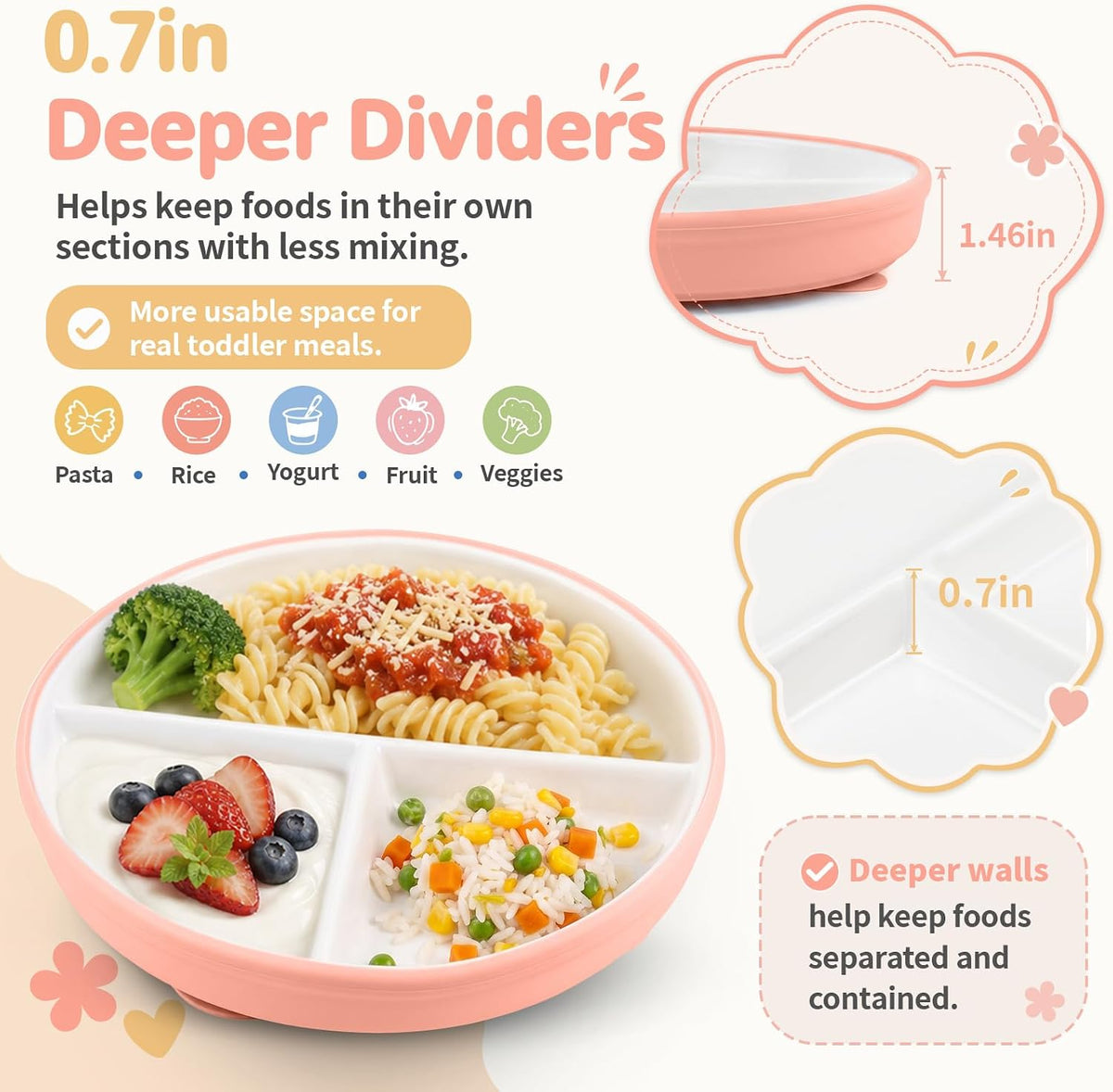 8 Pcs Ceramic Baby Plates Set with Suction Sleeves, Spoons & Forks