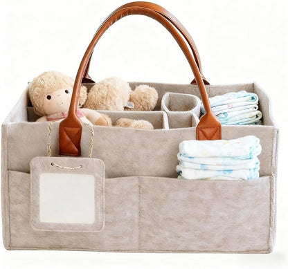 Diaper Caddy Organizer, Large Collapsible Storage Caddy, Portable Household Utility Tote Basket for Countertop & Closet Supply Storage