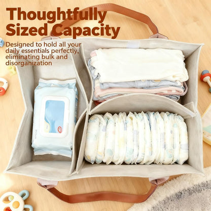 Diaper Caddy Organizer, Large Collapsible Storage Caddy, Portable Household Utility Tote Basket for Countertop & Closet Supply Storage