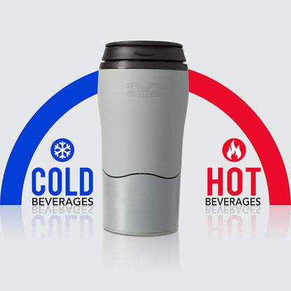 Plastic Travel Mug, No Spill Double Wall Tumbler, Cold/Hot, Cup-Holder Friendly, Dishwasher Safe, (Gray, 12oz)