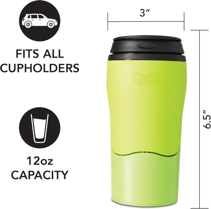 Plastic Travel Mug, No Spill Double Wall Tumbler, Cold/Hot, Cup-Holder Friendly, Dishwasher Safe, (Gray, 12oz)