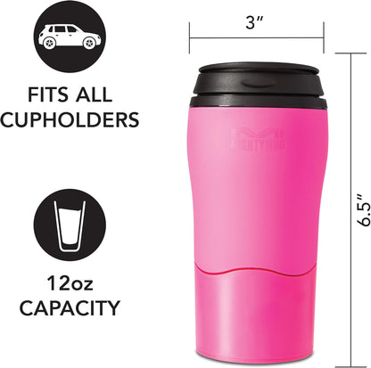 Plastic Travel Mug, No Spill Double Wall Tumbler, Cold/Hot, Cup-Holder Friendly, Dishwasher Safe, (Gray, 12oz)